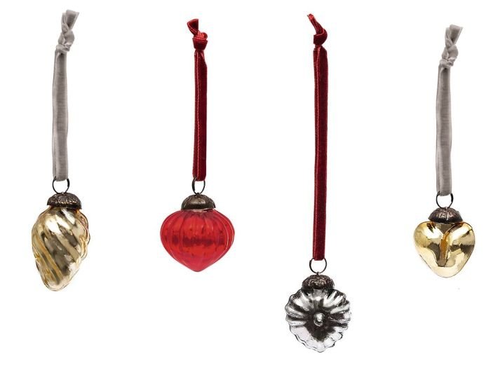 Kleine Glas Christbaumkugeln mit Satinband Weihnachten
