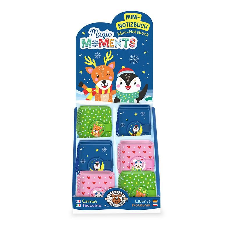 Mini Notizbuch mit Klettverschluss und robustem Gummieinband
