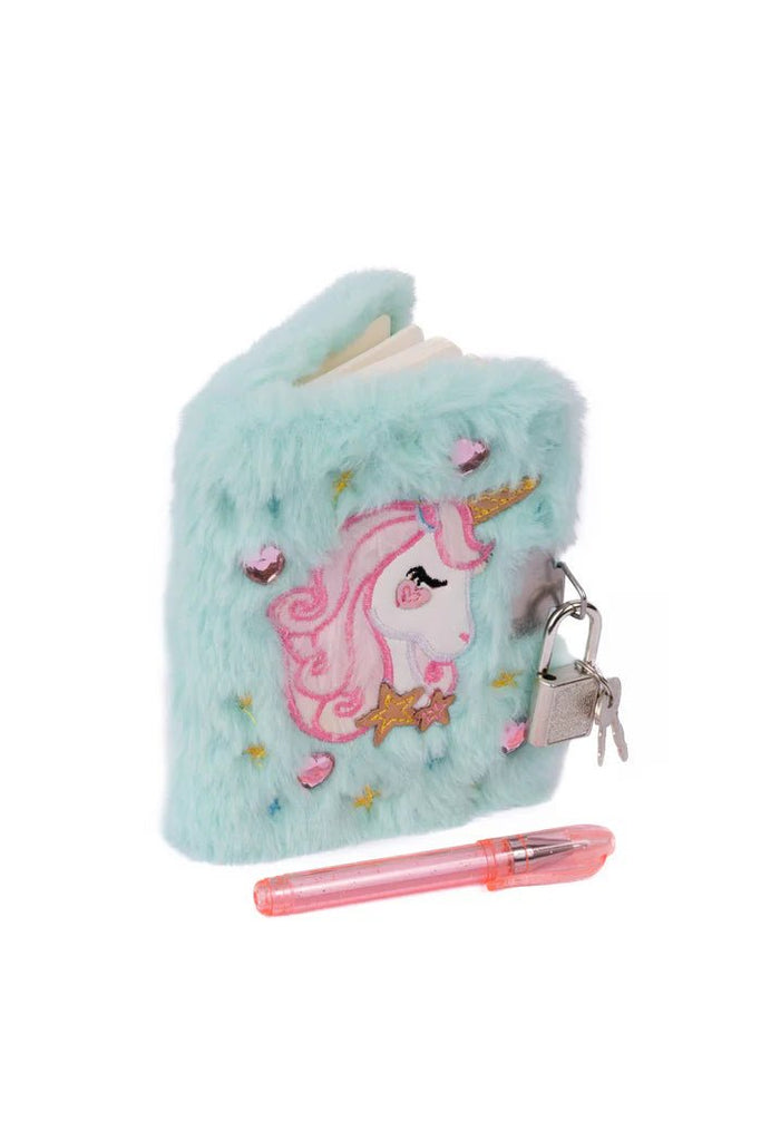 Flauschiges Einhorn Tagebuch mit Schloss Kinder