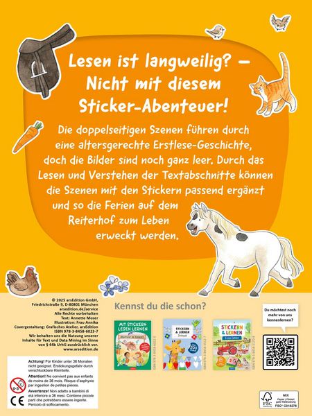 Softcover Stickerbuch Lesen lernen mit Reiterhofgeschichte