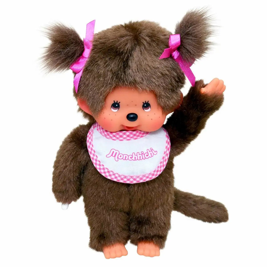 Monchhichi Mädchen mit pinkem Latz 20 cm Plüschfigur ab 3 Jahren