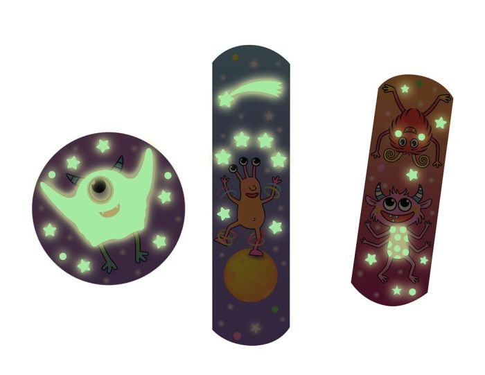 Pflaster Glow in the Dark Monster Motive in Metalldose