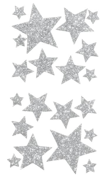 Moosgummi Glitter - Sticker STERNE I , 40 Stück gold/silber - Folia