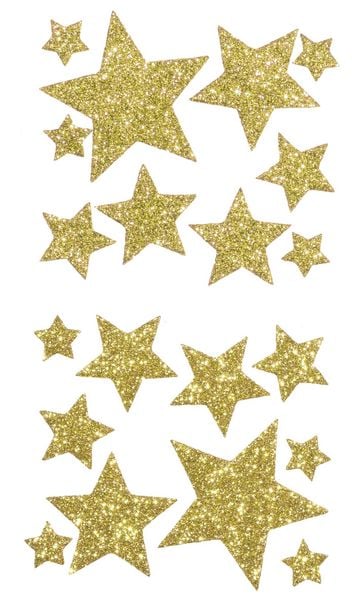 Moosgummi Glitter - Sticker STERNE I , 40 Stück gold/silber - Folia