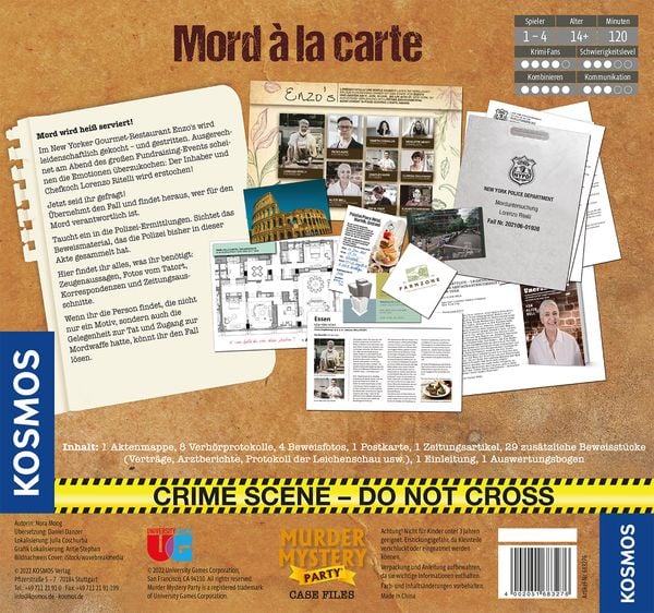 Murder Mystery Case File - Mord à la carte - Kosmos