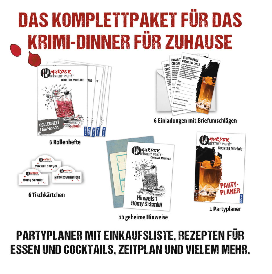 Murder Mystery Party Cocktail Mortale – Krimi-Dinner für 6 Personen ab 16 Jahren