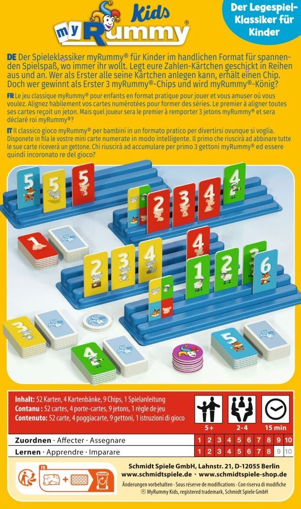 MyRummy Kids Reisespiel in Metalldose – Zahlenlegespiel für Kinder ab 5