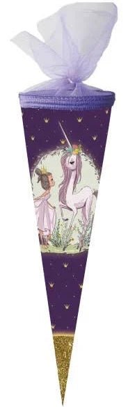 Schultüte Einhorn Prinzessin rund 50 cm Tüllverschluss