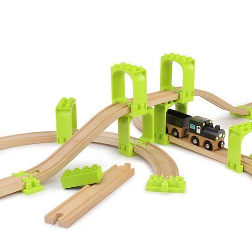 Holzeisenbahn Brücken Set 16 Teile Noppi ABS Kunststoff