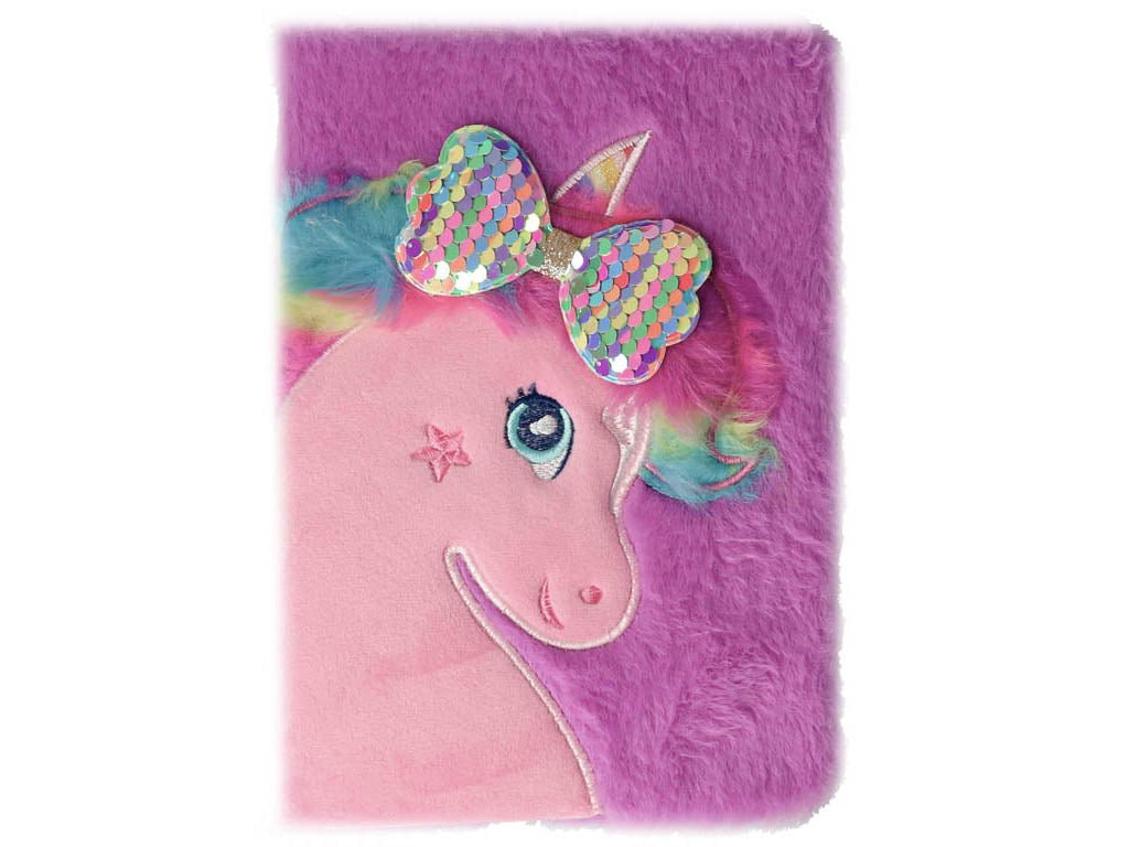 Notizbuch Einhorn lila A5 flauschig 160 Seiten