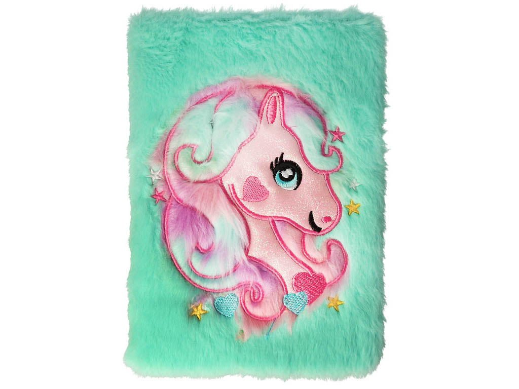Notizbuch Cutie Pastell Pferd türkis A5 flauschig