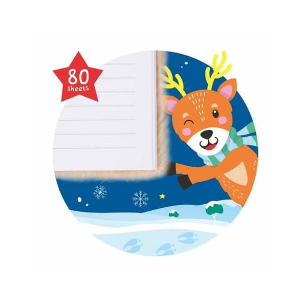 Trendhaus Rentier Plüsch-Notizbuch mit Applikationen und liniertem Papier
