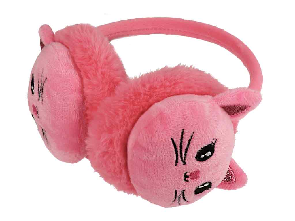BB Klostermann Ohrenwärmer Katze in Rosa auf weißem Hintergrund
