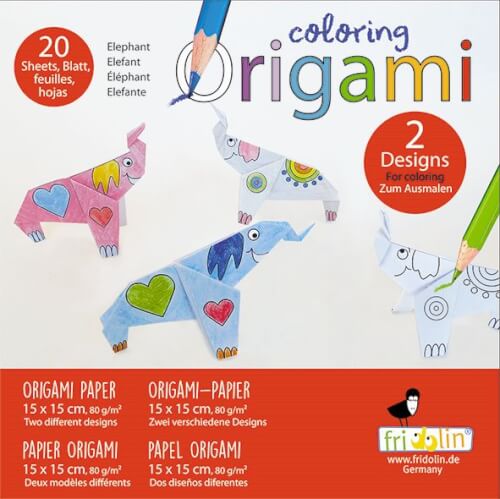 Origami - Coloring Origami - Elefanten - 15x15cm - Fridolin