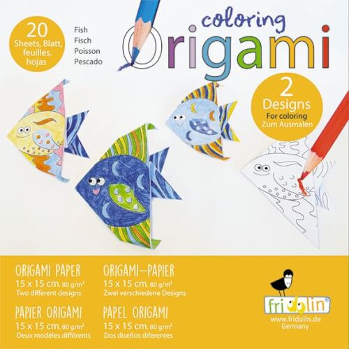 Origami - Coloring Origami - Fische - 15x15cm - Fridolin