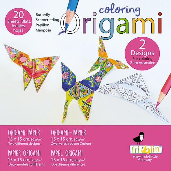 Origami - Coloring Origami - Schmetterling - 15x15cm - Fridolin