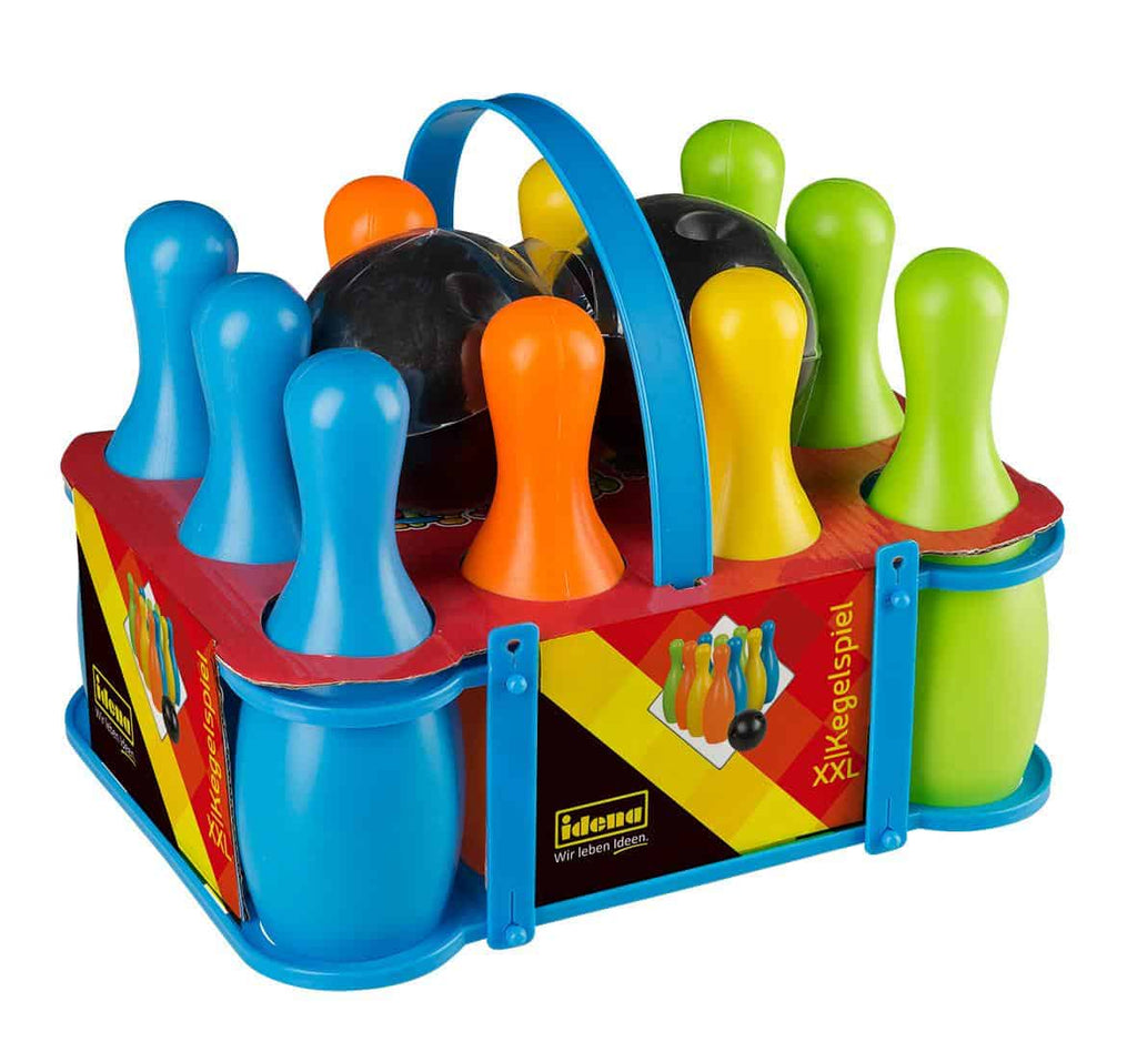 Outdoor Aktivität - Kegelspiel Set XXl 10 Kegel + 2 Kugeln - Idena