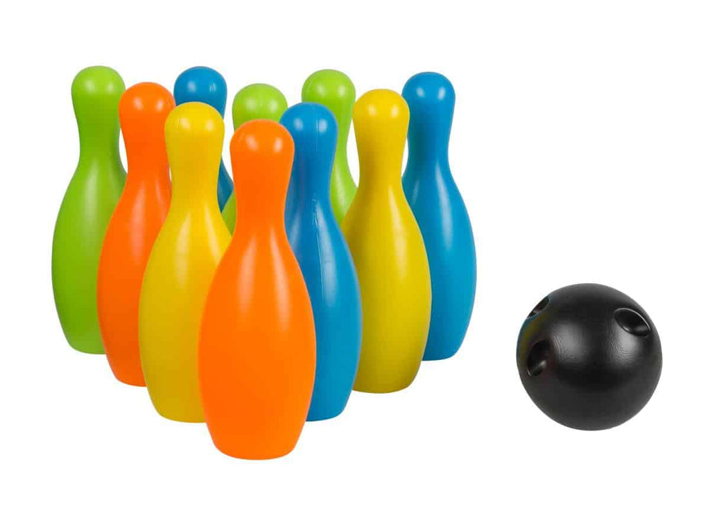 Outdoor Aktivität - Kegelspiel Set XXl 10 Kegel + 2 Kugeln - Idena