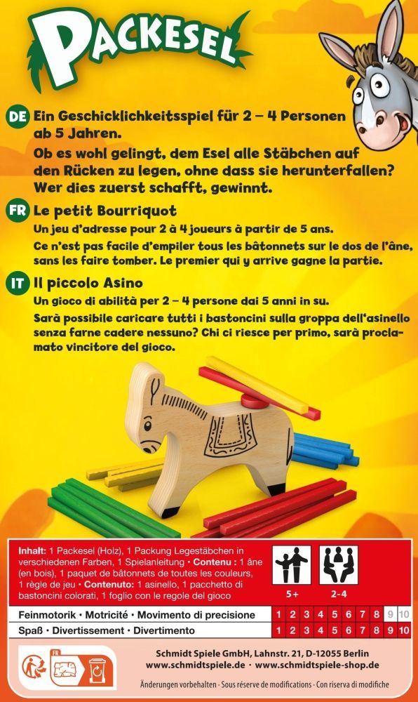 Packesel Reisespiel für Kinder ab 5 Jahren in Metalldose