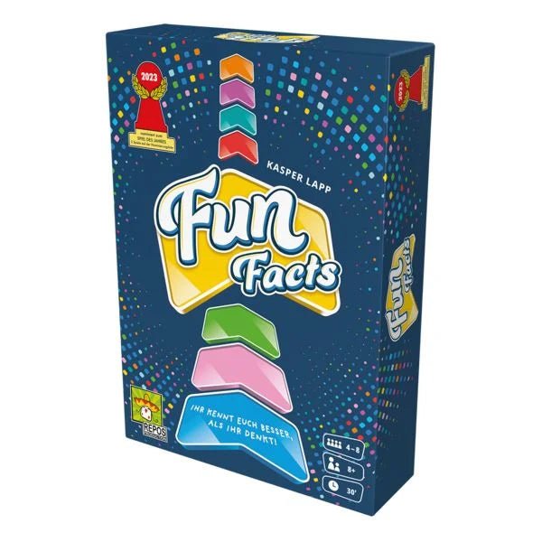 Fun Facts Partyspiel Asmodee 195 Karten abwischbare Pfeiltafeln