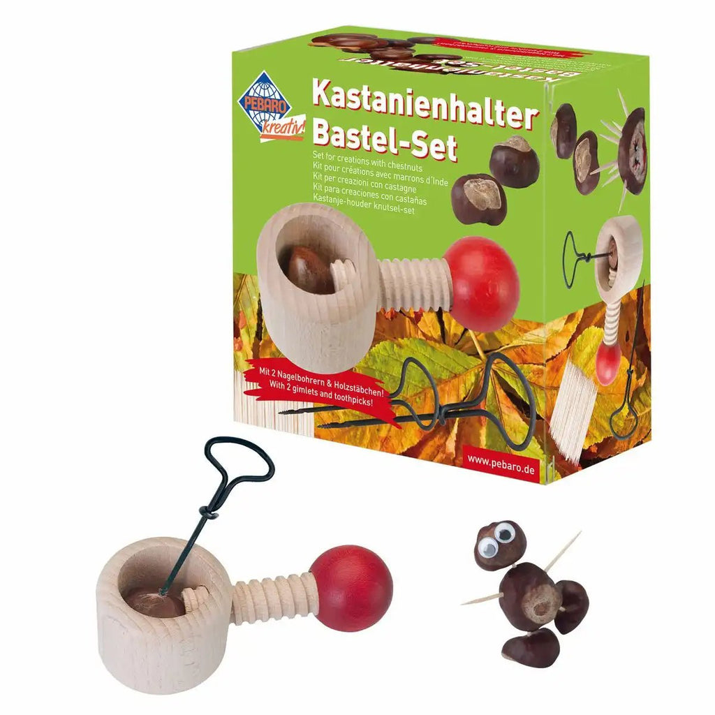 PEBARO Bastelset Kastanienhalter mit 2 Bohrern und 190 Zahnstochern ab 6 Jahren