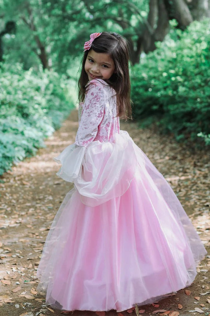 Prinzessinnenkleid Mädchen rosa gold Stretch Velours 5–6 Jahre