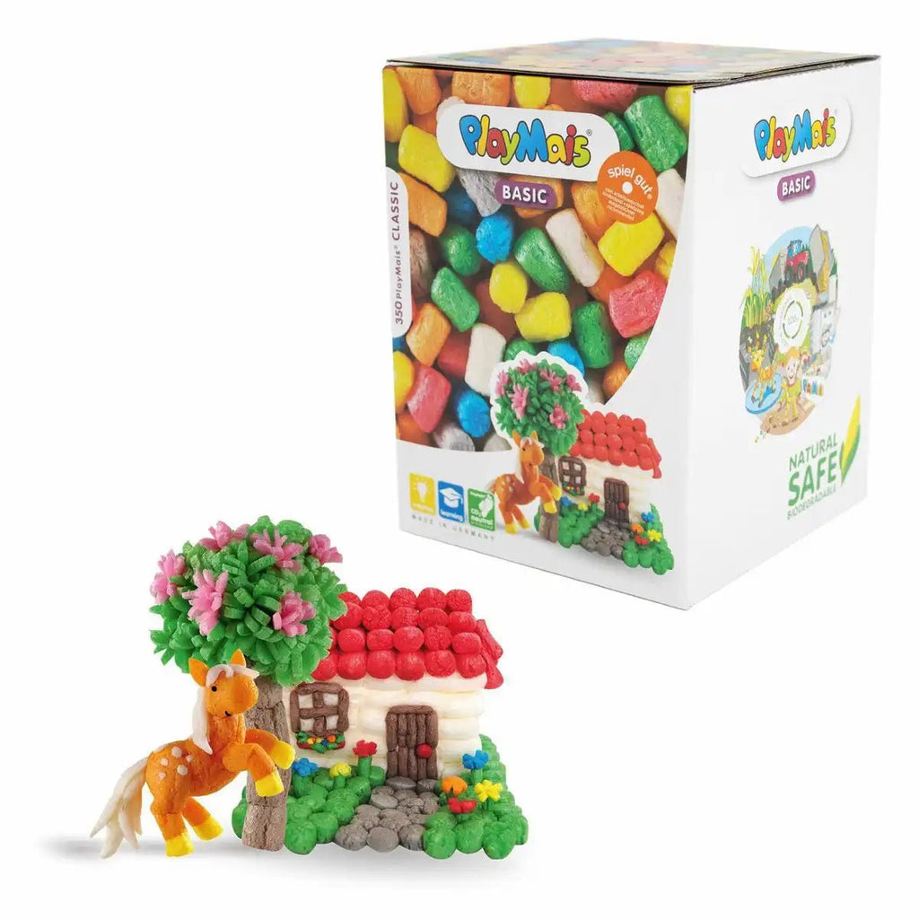 PlayMais Basic Medium Set – 350 bunte Maisbausteine inkl. Schwamm & Anleitung