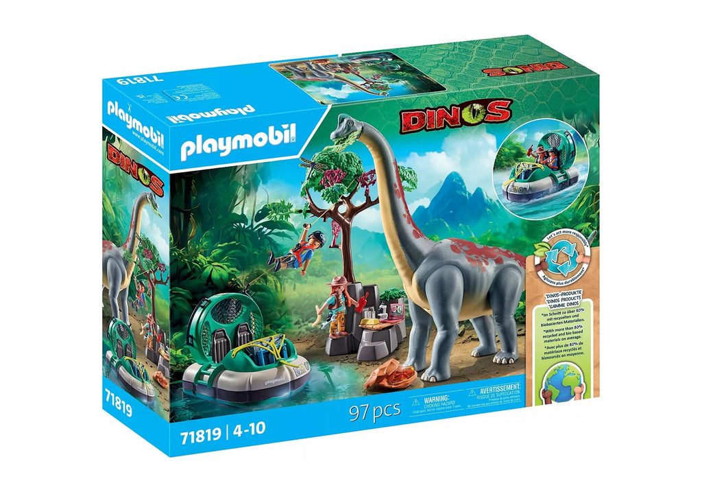 Playmobil Brachiosaurus mit Luftkissenboot – Dino-Set ab 4 Jahren