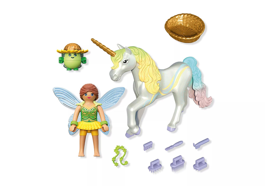 PLAYMOBIL Einhorn Regenbogenblume Sammelserie mit Fee ab 4 Jahren
