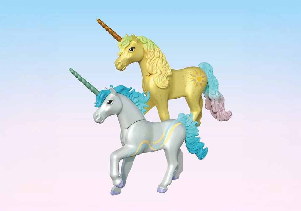 PLAYMOBIL Einhorn Set Regenbogenblume austauschbare Mähne Schweif
