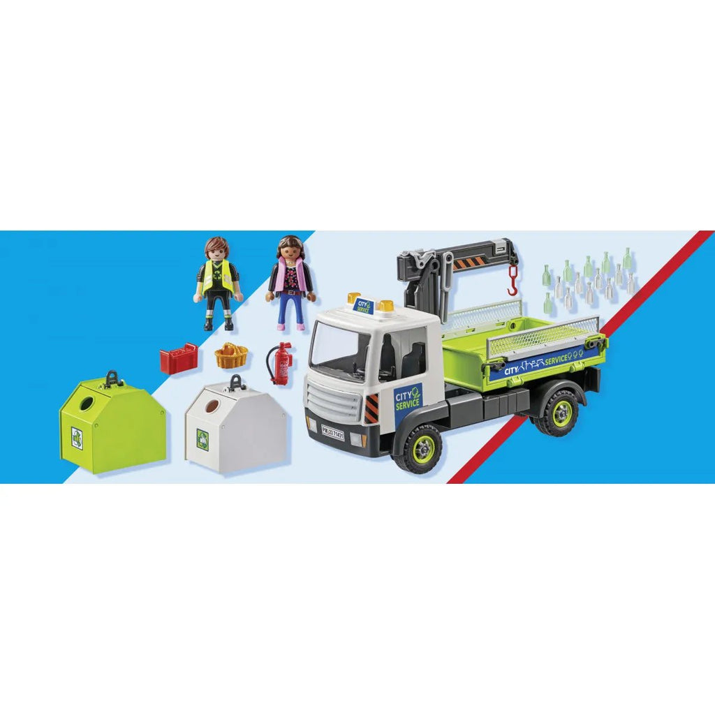 PLAYMOBIL 71431 Altglas-LKW mit Kran & Container voller Flaschen