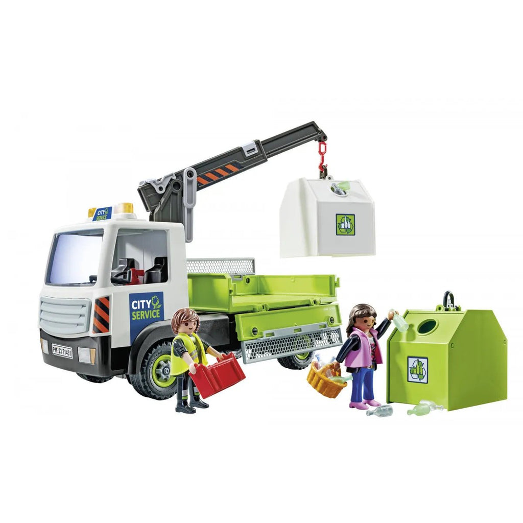 PLAYMOBIL 71431 Altglas-LKW mit Kran & Container voller Flaschen