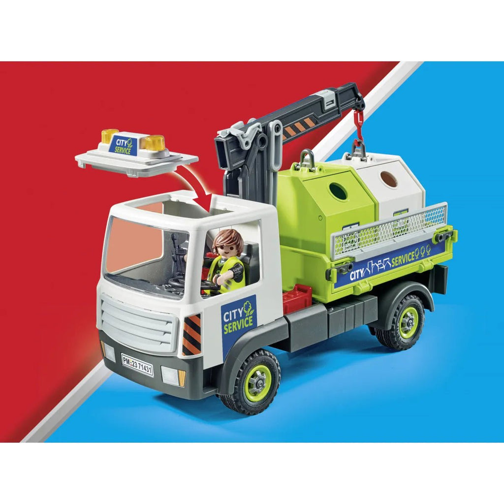 PLAYMOBIL 71431 Altglas-LKW mit Kran & Container voller Flaschen
