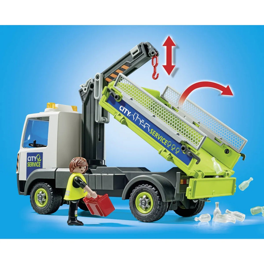 PLAYMOBIL 71431 Altglas-LKW mit Kran & Container voller Flaschen