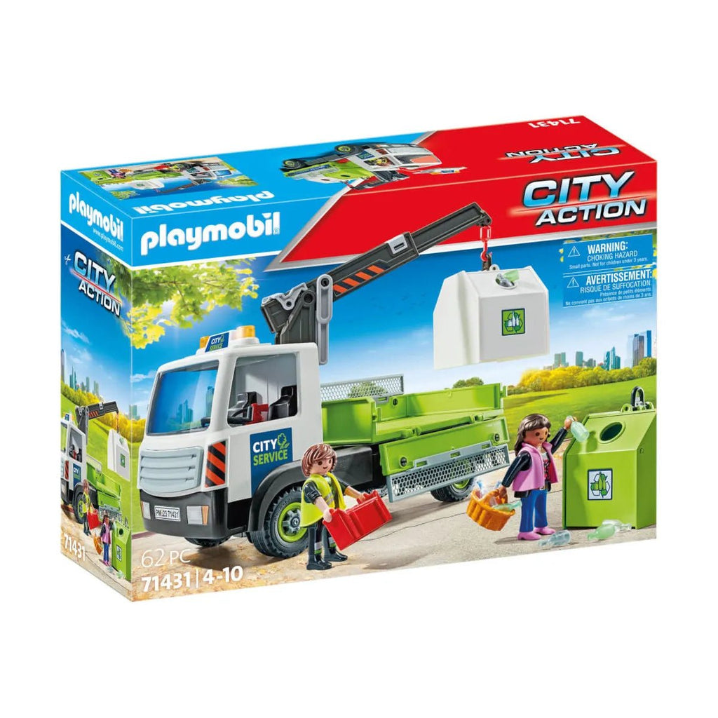 PLAYMOBIL 71431 Altglas-LKW mit Kran & Container voller Flaschen