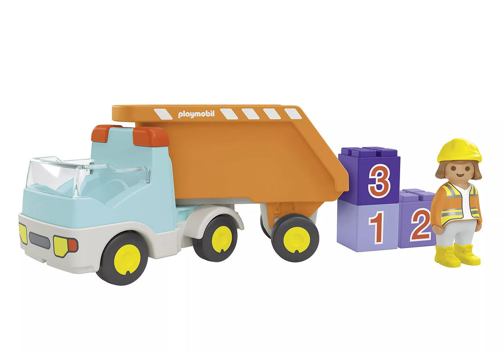 Playmobil 71685 – JUNIOR Kipplaster mit Bauarbeiterin & Bausteinen