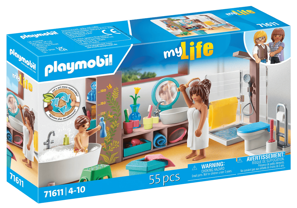 PLAYMOBIL 71611 Badezimmer mit Badewanne, Dusche & Figuren