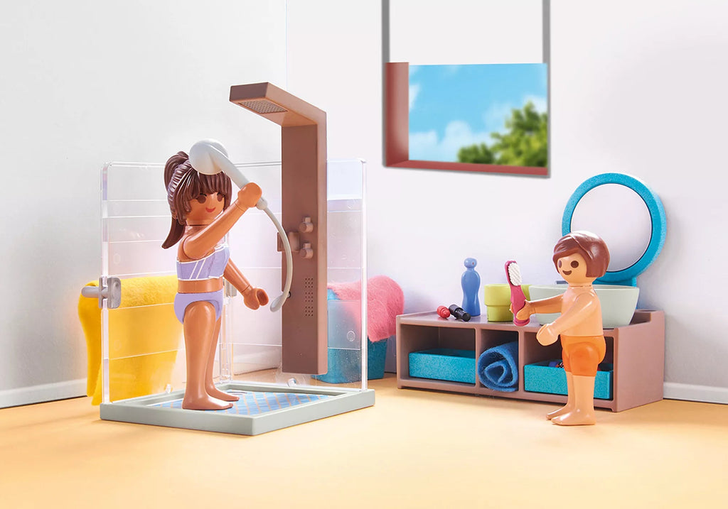 PLAYMOBIL 71611 Badezimmer mit Badewanne, Dusche & Figuren