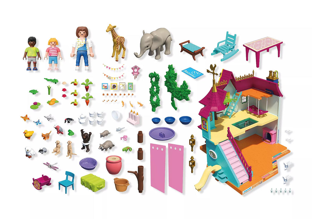 Tierhaus Playmobil mit Elefant, Giraffe und Waschbären