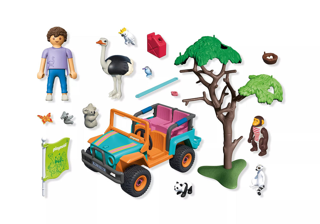 Offroad Fahrzeug Playmobil mit Tieren und Baum