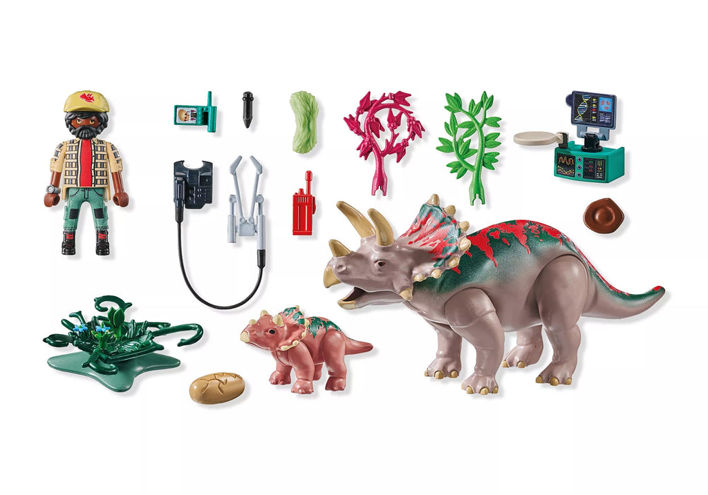 Playmobil Triceratops mit Baby – Dino-Set mit Forscher & Zubehör ab 4