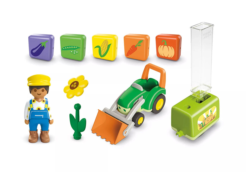 Traktor mit Pflanzanhänger Playmobil Junior nachhaltiges Spielzeug