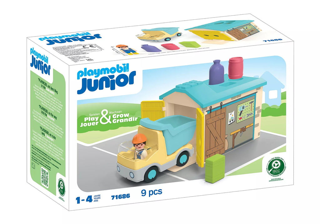 Playmobil 71686 – JUNIOR LKW mit Sortiergarage für Kinder ab 1 Jahr