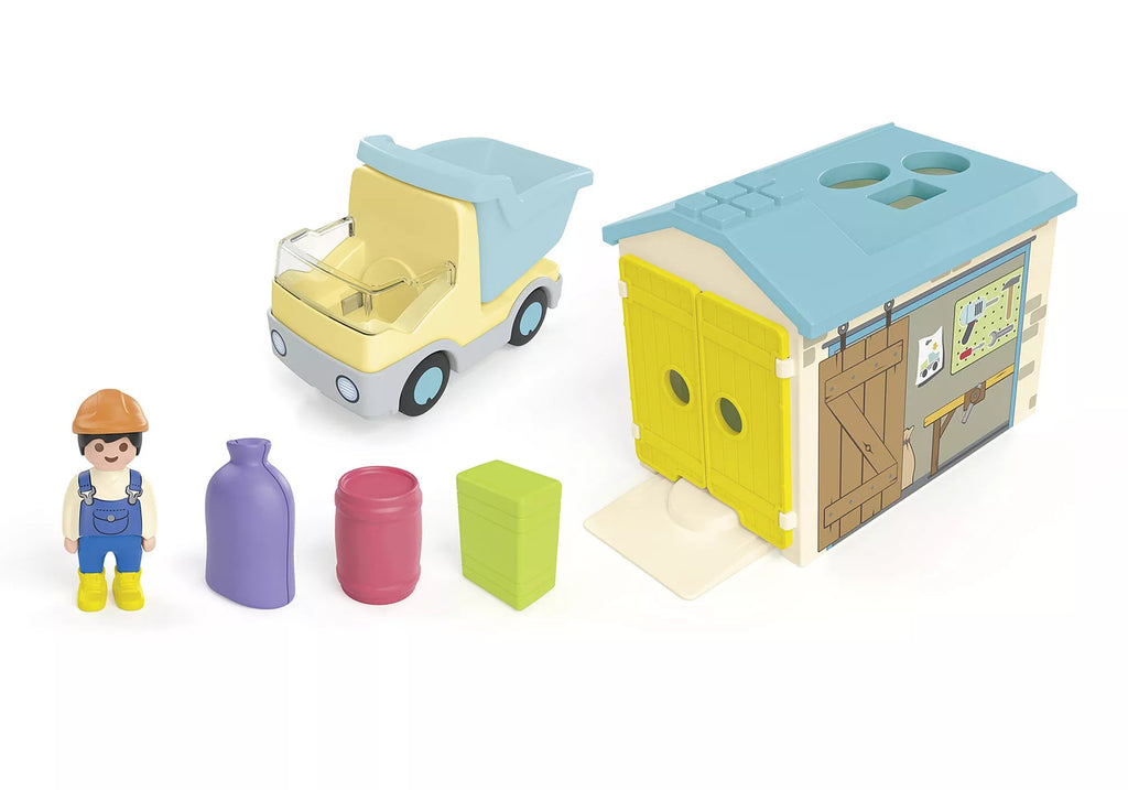 Playmobil 71686 – JUNIOR LKW mit Sortiergarage für Kinder ab 1 Jahr