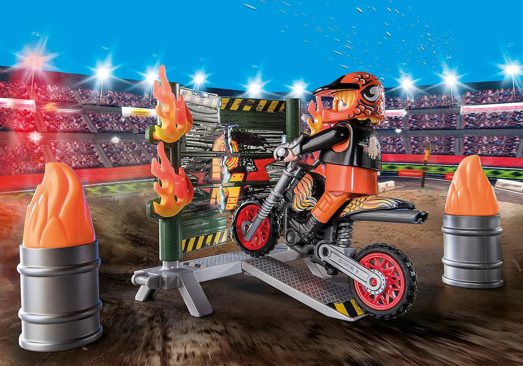 Playmobil®Stunt Show - Starter Pack Stuntshow Motorrad mit Feuerwand - Playmobil