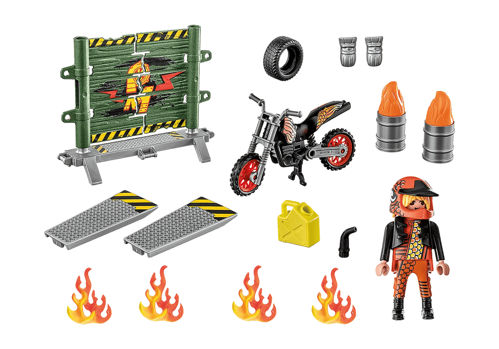 Playmobil®Stunt Show - Starter Pack Stuntshow Motorrad mit Feuerwand - Playmobil