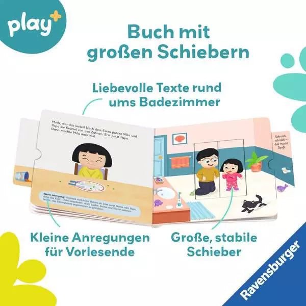Interaktives Schiebebuch Baden Waschen Zähneputzen Play+ Kleinkinder
