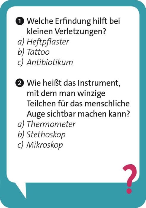 Quizspiel Erfindungen für Kinder ab 8 im Mitnahmeformat