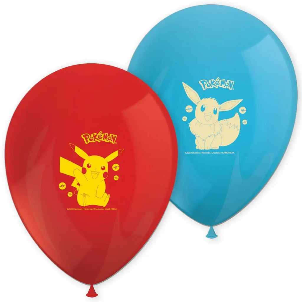 Party Luftballons Pokémon Pikachu und Evoli in blau und rot