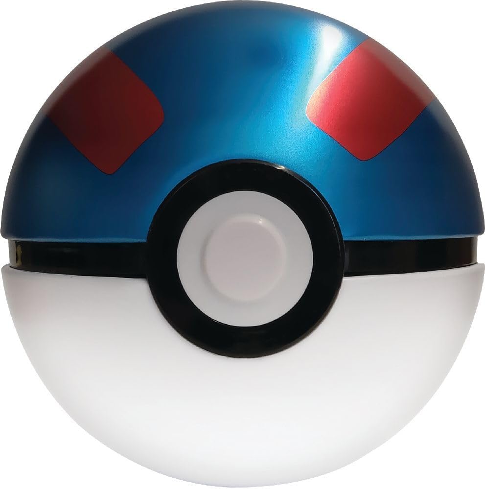 Pokémon Pokéball Tin Box mit Münze und Boostern auf Tisch
